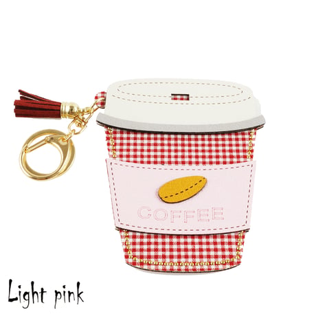 COFFEE コーヒー カップスリーブ スエード パスケース  カードケース カードホルダー ICカード キーホルダー 小物 雑貨 アクセサリー：PC181201