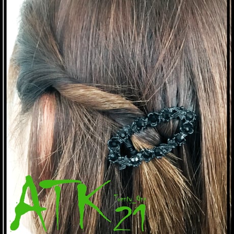 オープンオーバル ブラックストーンフラワーモチーフ アンティーク 透かし ンプル ミニヘアクリップ 大人コーデ レディース ヘアアクセサリー：HD160807