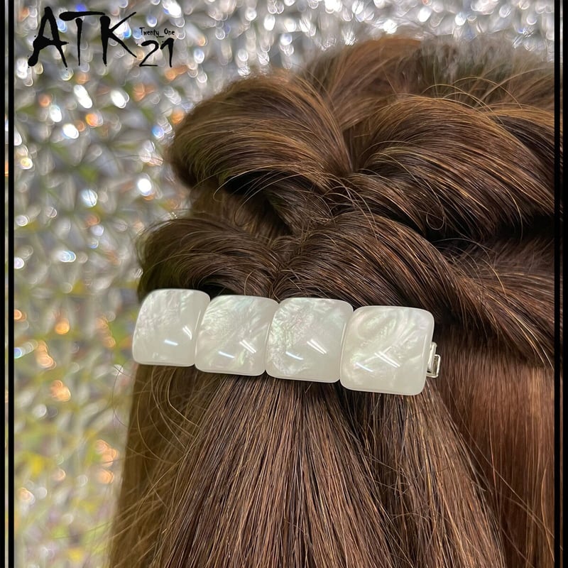 真っ白 ハート スクエア White ホワイト 大人可愛い ヘアクリップ 上品