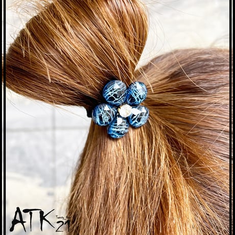フラワー  ヘアゴム ヘアポニー キラキラ お花  髪留め 簡単ヘアアレンジ 大人 オフィス レディース ヘアアクセサリー