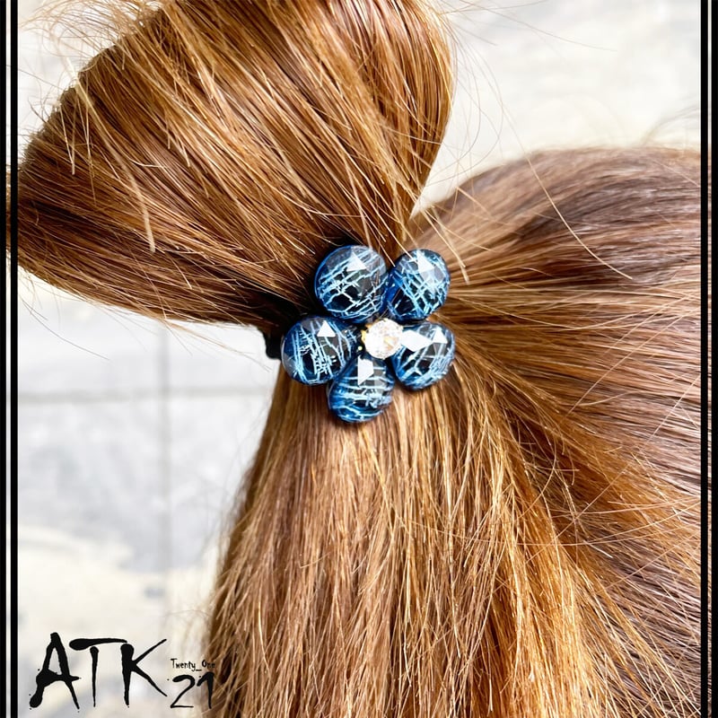 フラワー ヘアゴム ヘアポニー キラキラ お花 髪留め 簡単ヘアアレンジ