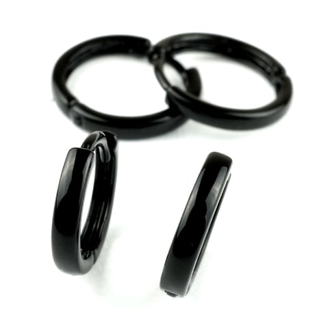 両耳用（2個セット） シンプル  ミニフープピアス  ミニリングピアス   ブラックカラー  ブラスピアス  メンズ  レディース  アクセサリー
