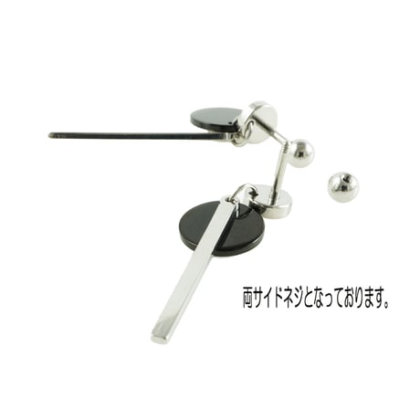 両耳用（2点セット）バー ブラック サークル 16G ステンレスピアス スレートバーベル イヤーロブ ボディピアス メンズ レディース ユニセックス アクセサリー：MPS190105