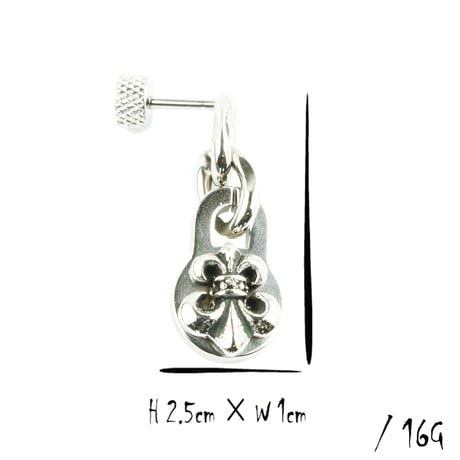 片耳用（1個売り）ユリモチーフ 16G 揺れる ステンレスピアス Surgical Steel 316L 軟骨ピアス ボディピアス メンズ レディース ユニセックス アクセサリー:MPS171005
