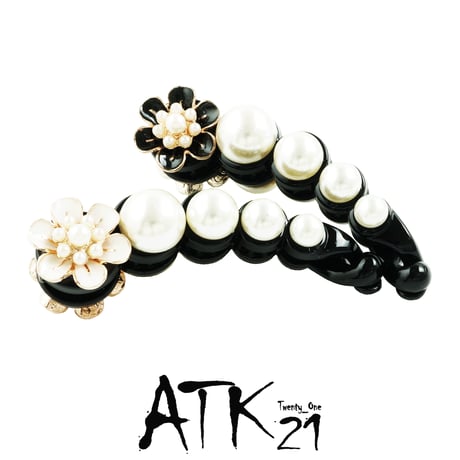 お花 パール フラワー 小さめ バナナクリップ ヘアクリップ レディース 簡単ヘアアレンジ ヘアアクセサリー