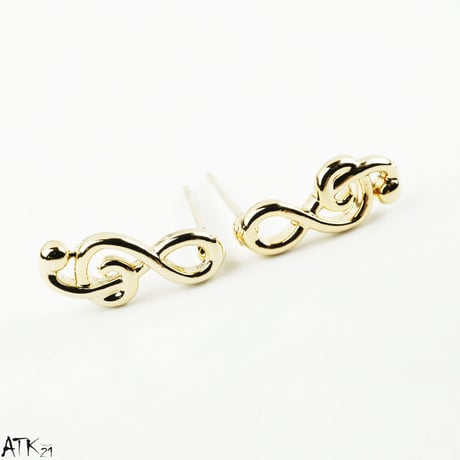 トーン記号 音楽 スタッド ピアス シルバー ゴールド シルバー925ポスト メンズ レディース ユニセックス アクセサリー：PSS170901