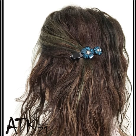 フラワー ラメ入り 一粒ストーン かわいい 髪留め 前髪 フォーククリップ ヘアクリップ 簡単ヘアアレンジ レディース ヘアアクセサリー：HD181102