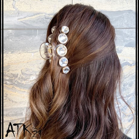 キラキラ アクリルストーン シンプル 大き目 上品 バンスクリップ へアクリップ しっかりホールド 簡単ヘアアレンジ 髪留め 大人アクセ レディース ヘアアクセサリー