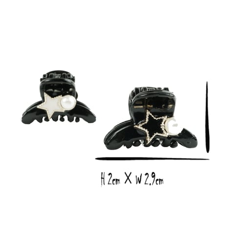 スター パール ミニバンスクリップ プチヘアクリップ かわいい レディース ヘアアクセサリー：HBS180203