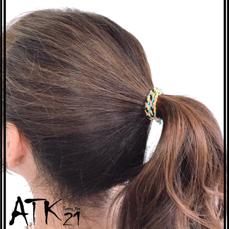 5点セット)三つ編みゴム ヘアゴム マルチカラー ヘアポニー 髪留め