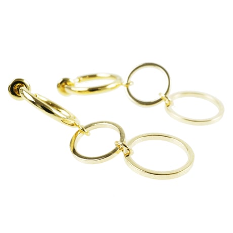 両耳用（2点セット）シンプル 3連フープフェイクピアス ノンホール パイプイヤリング メンズ レディース ユニセックス アクセサリー：FP190705