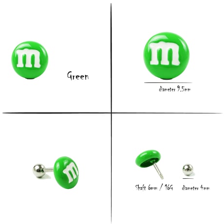片耳用（1個売り）m＆m’sモチーフボディピアス ステンレス 16G サージカルステンレス316L メンズ レディース ユニセックス アクセサリー：MBS200201L