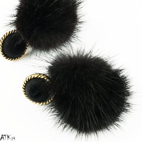ミンクファーピアス トレンド レトロ ベロア 可愛い スタッド ピアス レディース アクセサリー：PKL170907