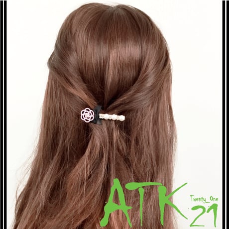 カメリア リボン パール ストーン ヘアピン ヘアクリップ ダッカール くちばしクリップ 簡単ヘアアレンジ レディース ヘアアクセサリー：HD170701