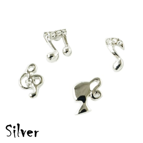 (4点セット）It's a Girl Barbie Music symbol バービー 人形 ドール 音楽 音符 トーン記号 ピアス スタッドピアス レディース アクセサリー：PSS180901
