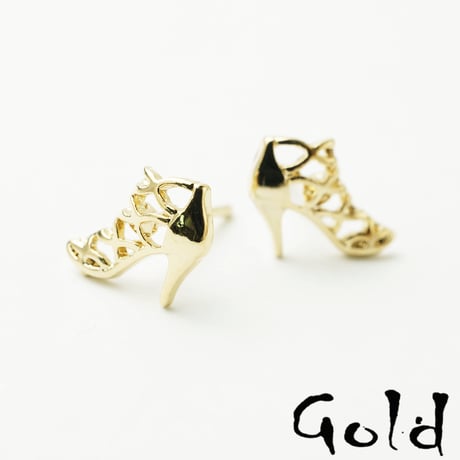 両耳用（2個セット）ショートブーツ メッシュ ブーツモチーフ スタッド ピアス 個性的 14K goldpost シルバー ゴールド レディース  アクセサリー：PSS170602
