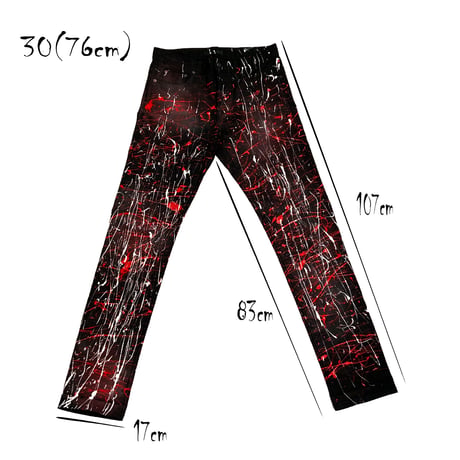 リメイクペイントデニムパンツ デニムパンツ UNIQLO ストレッチセルビッジジーンズ ブラック デニム メンズ ファッション ATK21:RP201001