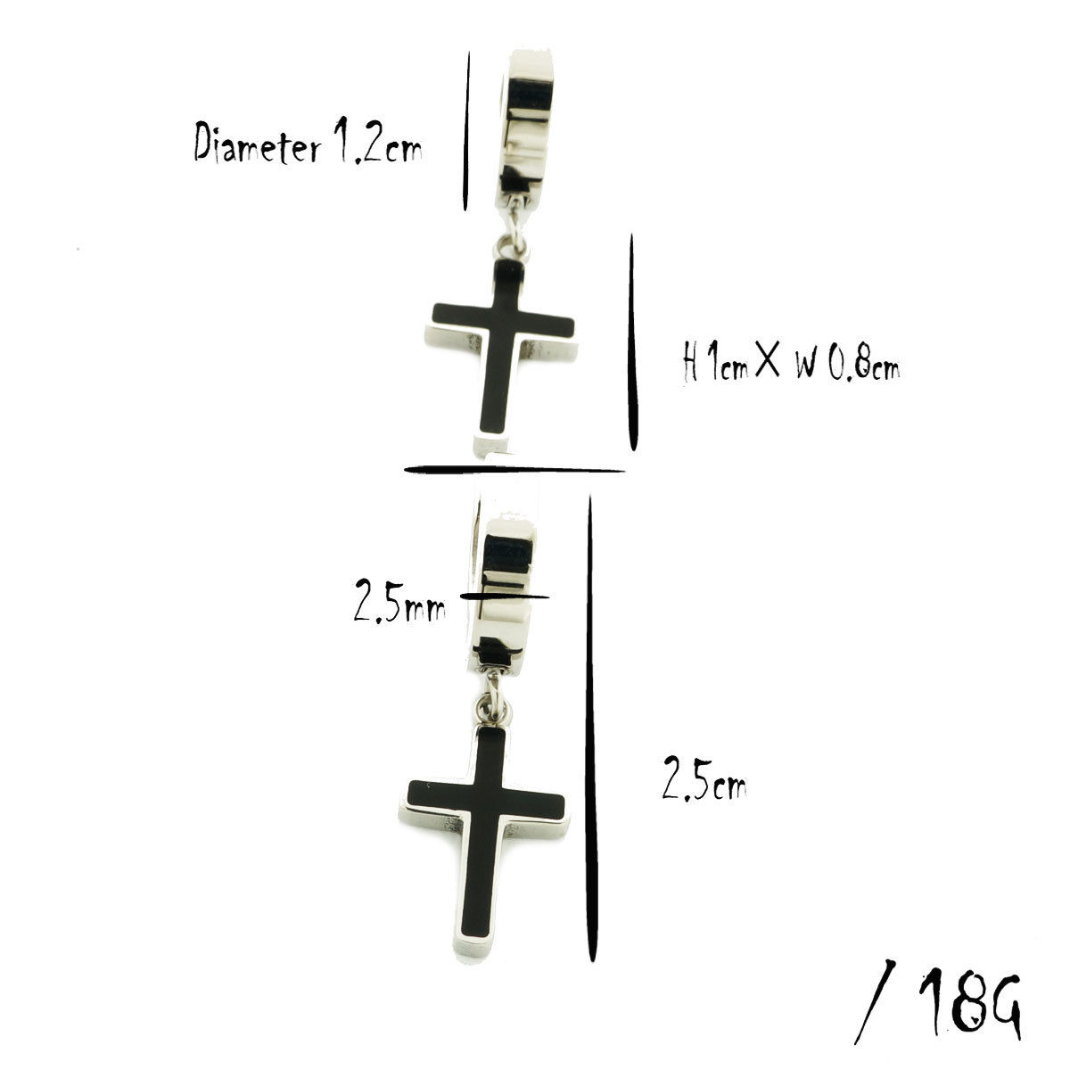 【まとめ買】フープ ピアス 18g サークル 十字架 フープ シルバー ブラック fit=scale-down,w=1200