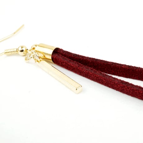 スエード フリンジ タッセル バー フックピアス レディース アクセサリー：PKL160801