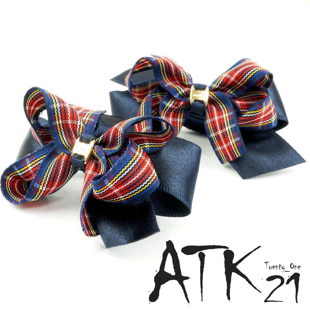 確認ヘアゴム ヘアリボン ツインテール1045いちごチェック