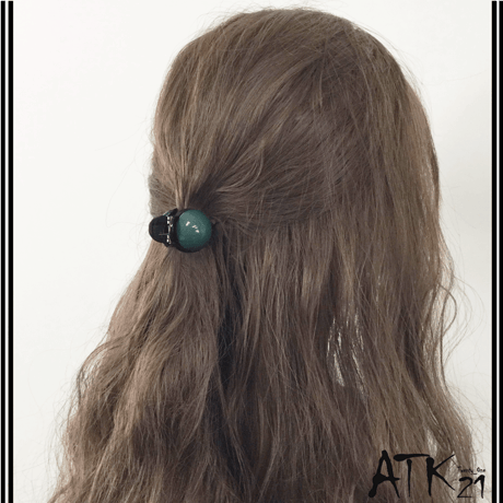 ダークカラー 一粒 サークル バンスクリップ ミニバンス しっかりホールド 簡単ヘアアレンジ 髪留め ：HBM1801201