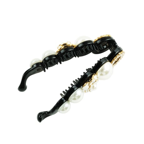 オープンサークル ラインストーン パール カメリア バナナクリップ ヘアクリップ レディース 簡単ヘアアレンジ ヘアアクセサリー：BNN180801
