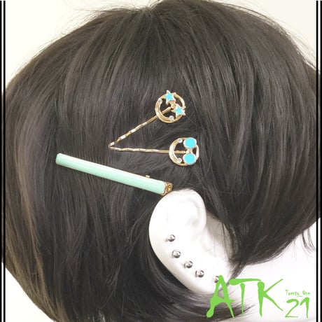 (3点セット)スマイル スター  ヘアピン ヘアクリップ セット 髪どめ 前髪 レディース ヘアアクセサリー：HAS171203