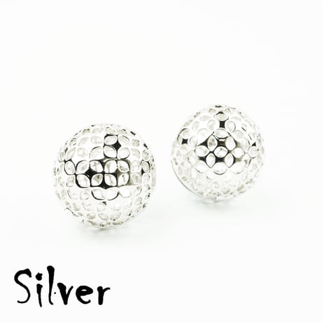 両耳用（2個セット）透かし  ボール フープピアス 18G シルバー ブラック シンプル 上品  レディース アクセサリー:HPB170503