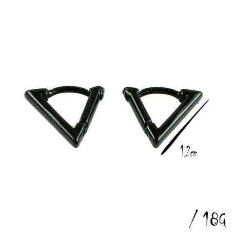 両耳用（2点セット）シンプル トライアングル 三角形 フープピアス リングピアス ブラック シルバー 18G  メンズ レディース ユニセックス アクセサリー：PHB180703 L