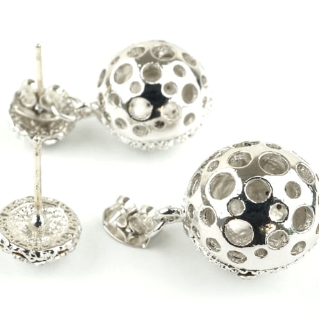 パヴェ ボール バックキャッチ ピアス 2way ゴージャス キュービックジルコニア シルバー ゴールド レディース アクセサリー