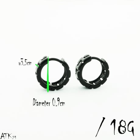 両耳用（2個セット）グレカ模様 シンプル フープピアス 18G シルバー ブラック メンズ レディース ユニセックス アクセサリー：HPB170703(S)