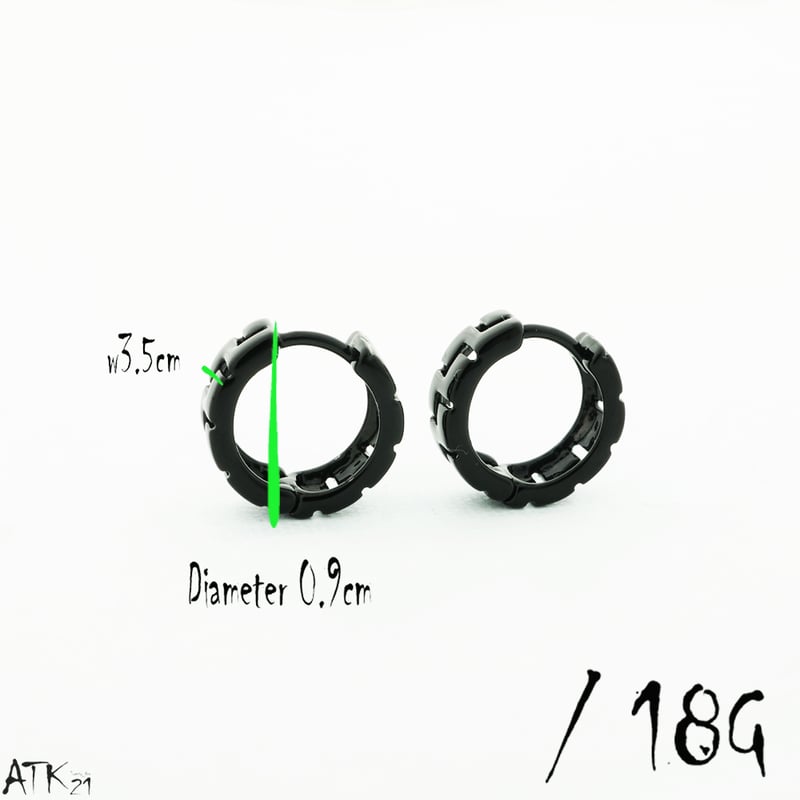 両耳用（2個セット）グレカ模様 シンプル フープピアス 18G シルバー