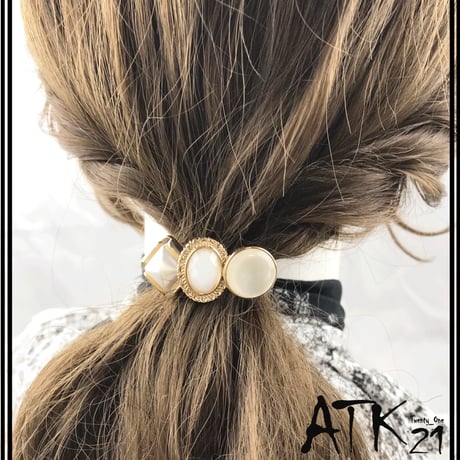 ビジュー パール アンティーク ゴールドフレーム 大人レディ ヘアフック ヘアカフス ポニーフック ヘアクリップ レディース ヘアアクセサリー：HF190701