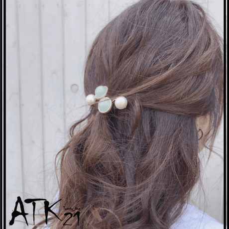 カーブヘアピン ウェーブピン アンティーク ラメ入りサークル ゴールドフレーム ゴールド ヘアピン 簡単ヘアアレンジ 髪どめ 前髪 レディース ヘアアクセサリー：HA190710