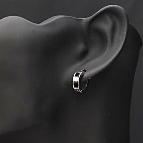 両耳用（2個セット） スクエア モノトーン ピアス メンズ レディース ステンレス フープ リング シルバー アクセサリー