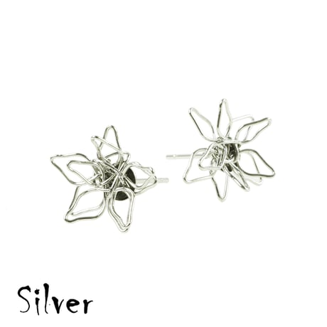 (2点セット）華奢 ワイヤー フラワーモチーフ スタッドピアス 大人可愛い シンプル 上品 おしゃれ シルバー ピンクゴールド レディース アクセサリー：PS190401