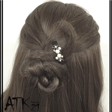 パール ビジュー フラワー ヘアクリップ フォーククリップ 髪留め 前髪 サイド留め 簡単ヘアアレンジ レディース ヘアアクセサリー：HD181001