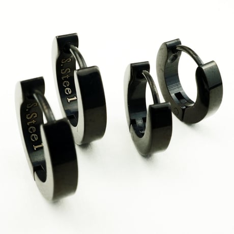 両耳用（2個セット） シンプル ミニフープピアス ミニリングピアス ブラックカラー ステンレスピアス メンズ レディース アクセ
