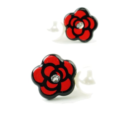 カメリア パール スタッド ピアス かわいい cute レディース アクセサリー：PKM180302