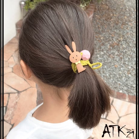 （2点セット) ラビット うさぎ  ヘアゴム ヘアクリップ  髪留め キッズ 子供 ベイビー  ヘアアクセサリー：HGP190802