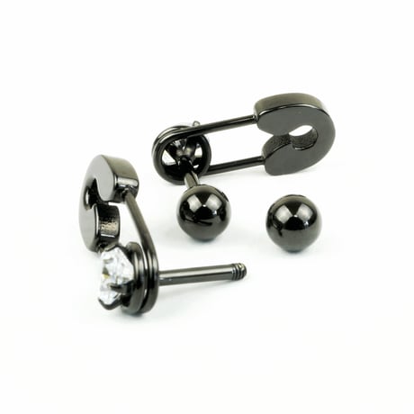 両耳用（2個セット） 安全ピン  ボディピアス 軟骨ピアス バーベルピアス ユニセックス ステンレス Surgical Steel316L ：MP160802