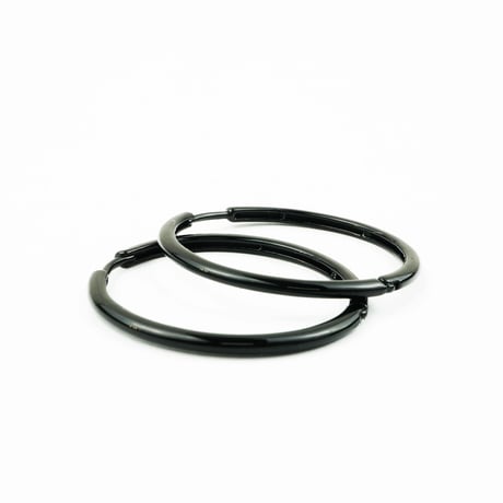 両耳用（2個セット）シンプル フープピアス リングピアス ブラック シルバー 18G  メンズ レディース ユニセックス アクセサリー：HPB170403