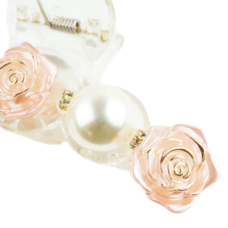 ローズ 薔薇 パール 涼しげ バンスクリップ ヘアクリップ 髪留め 簡単ヘアアレンジ レディース ヘアアクセサリー：HBL180601