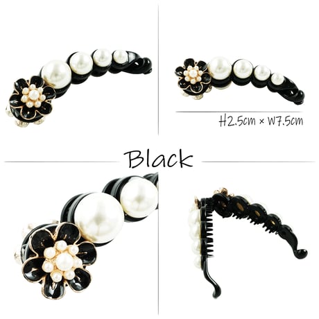 お花 パール フラワー 小さめ バナナクリップ ヘアクリップ レディース 簡単ヘアアレンジ ヘアアクセサリー