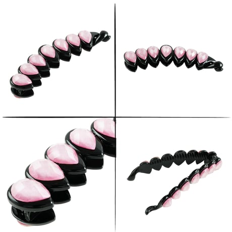 ラメ入り ティアドロップ ダイヤモンドカット 涙型 バナナクリップ シンプル 上品 髪留めヘアクリップ レディース 簡単ヘアアレンジ ヘアアクセサリー：BNN181202