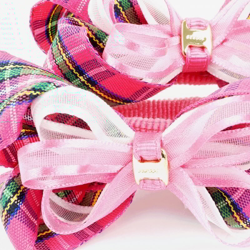 2個セット） タータンチェック リボン ヘアゴム ツインテール キッズ