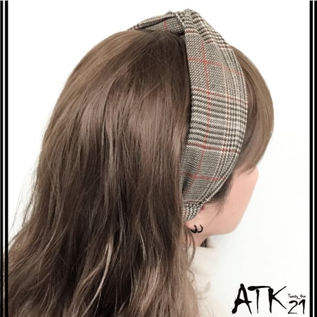 タータンチェク ツイスト ヘアーターバン ヘアバンド  簡単ヘアアレンジ レディース ヘアアクセサリー：HT181201
