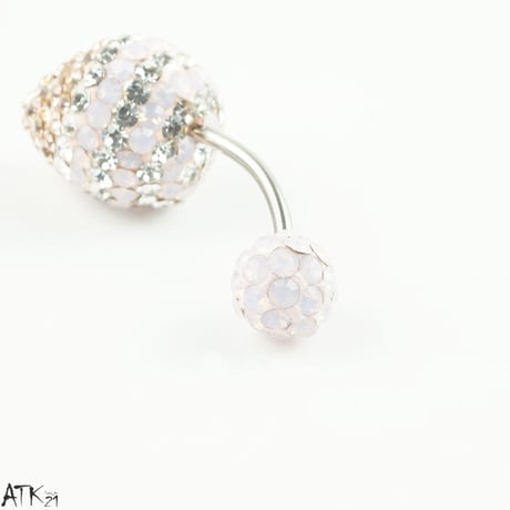 グラデーション カラー へそピアス 16G  パヴェ バナナバーベル ネイブル ボディピアス スワロフスキー サージカルステンレス316L アクセサリー：NP171001