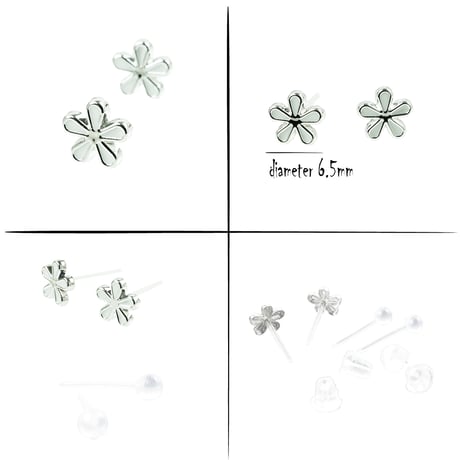 (4点セット）フラワーモチーフ ボール 樹脂ピアス 透明ピアス 18G ゴムキャッチ アクリル メンズ レディース ユニセックス アクセサリー：PSS200107