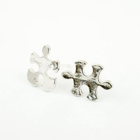 パズルピース モチーフ ピアス アシンメトリーピアス スタッドピアス Silverpost925 シルバー ゴールド メンズ レディース ユニセックス アクセサリー：PS160601